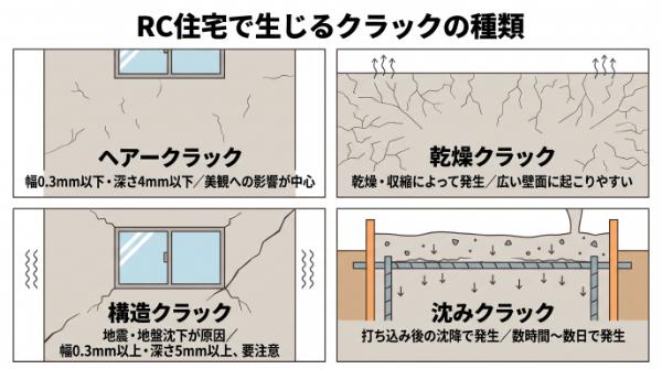 RC住宅で生じるクラックの種類
